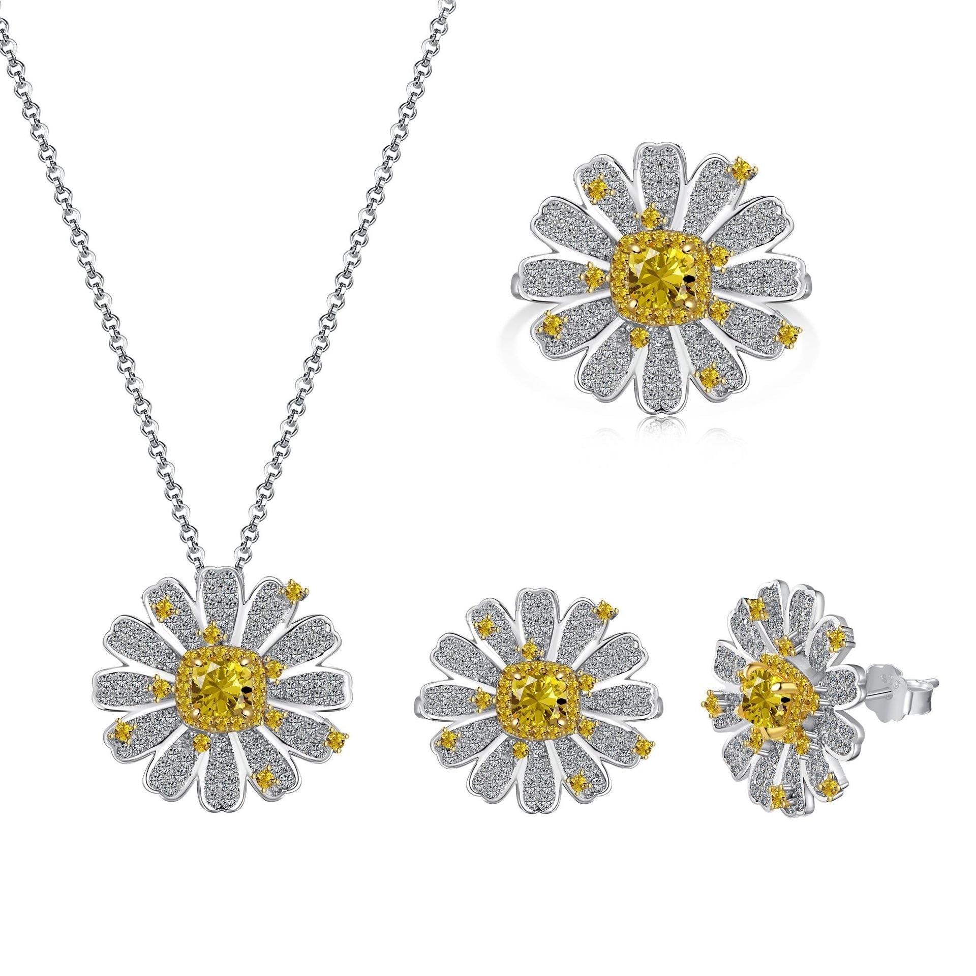 Daisy sunflower zircon set - Hastella.J