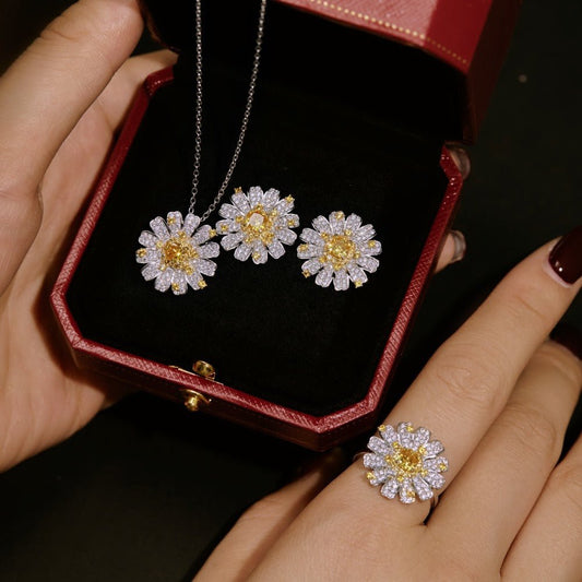 Daisy sunflower zircon set - Hastella.J