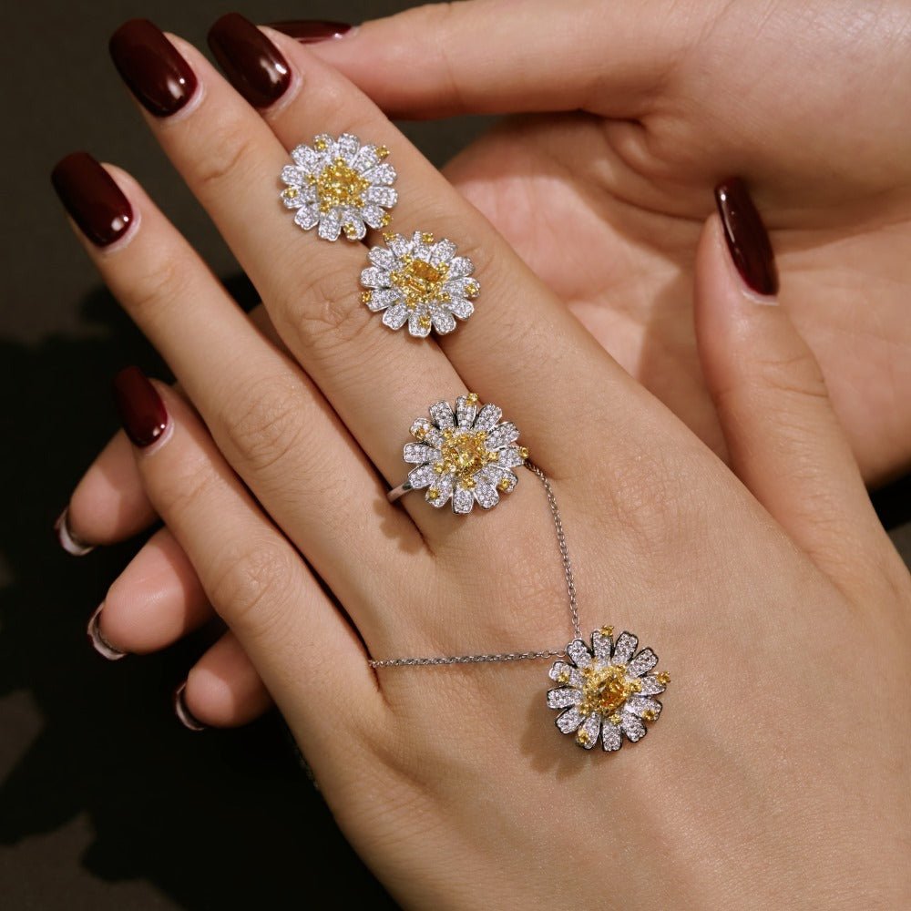 Daisy sunflower zircon set - Hastella.J