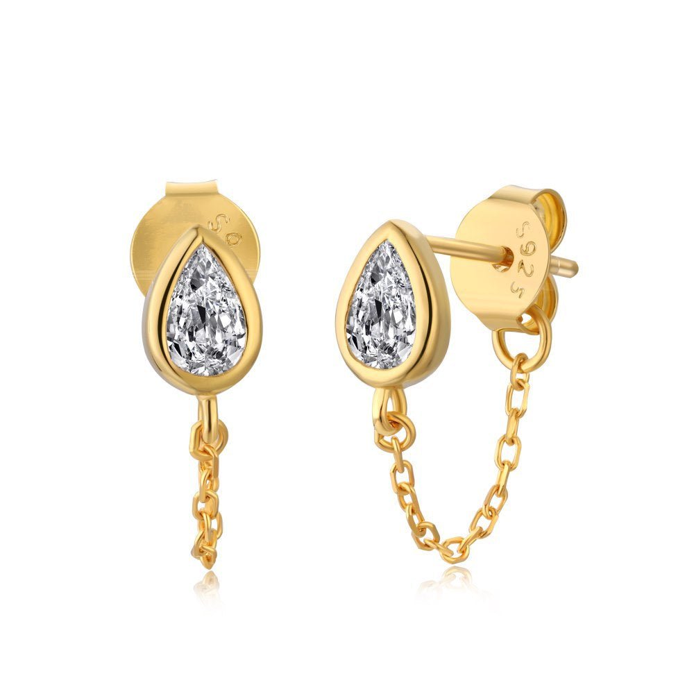 Diamond drop zircon stud earrings - Hastella.J