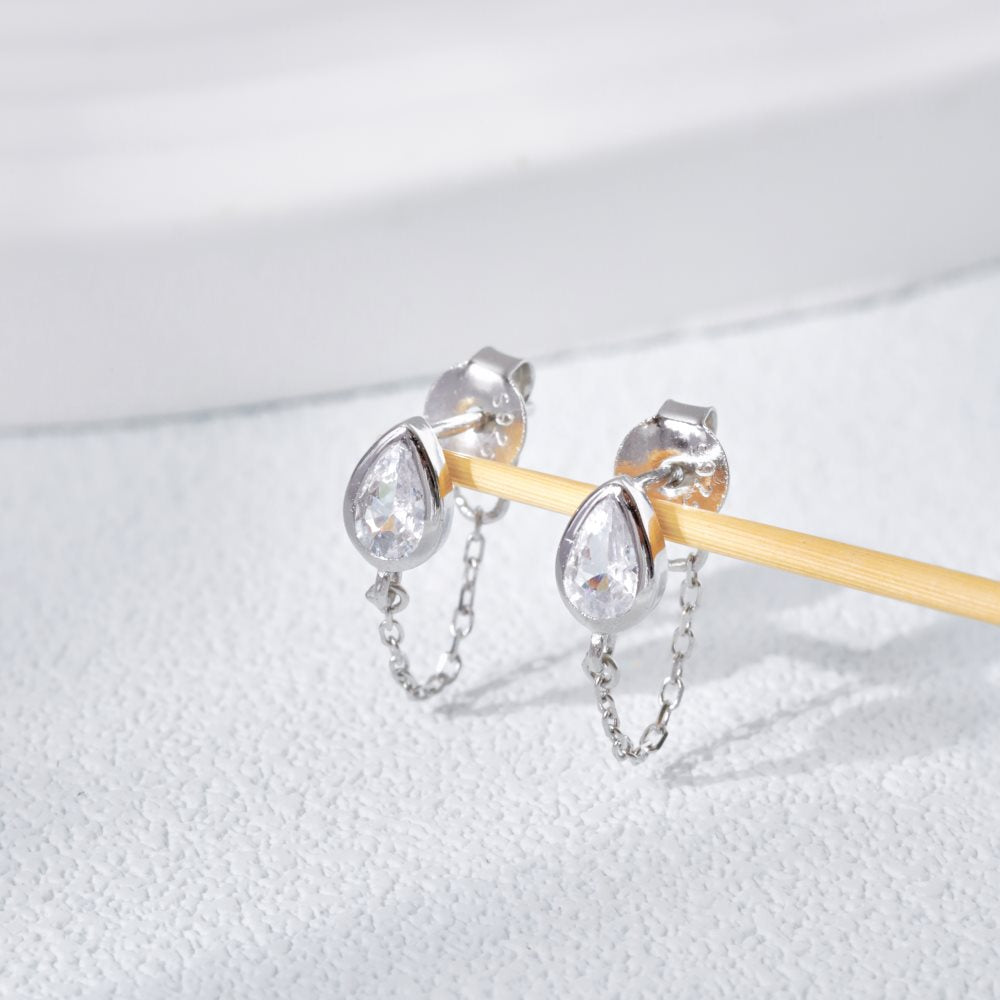 Diamond drop zircon stud earrings - Hastella.J