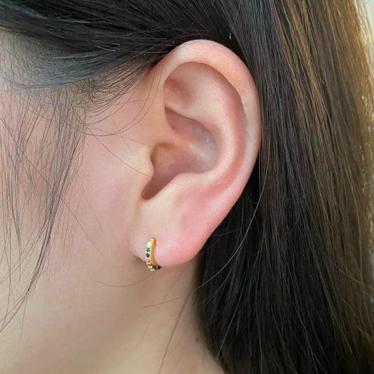 Diamond-encrusted color 5A Cubic Zircon earrings - Hastella.J