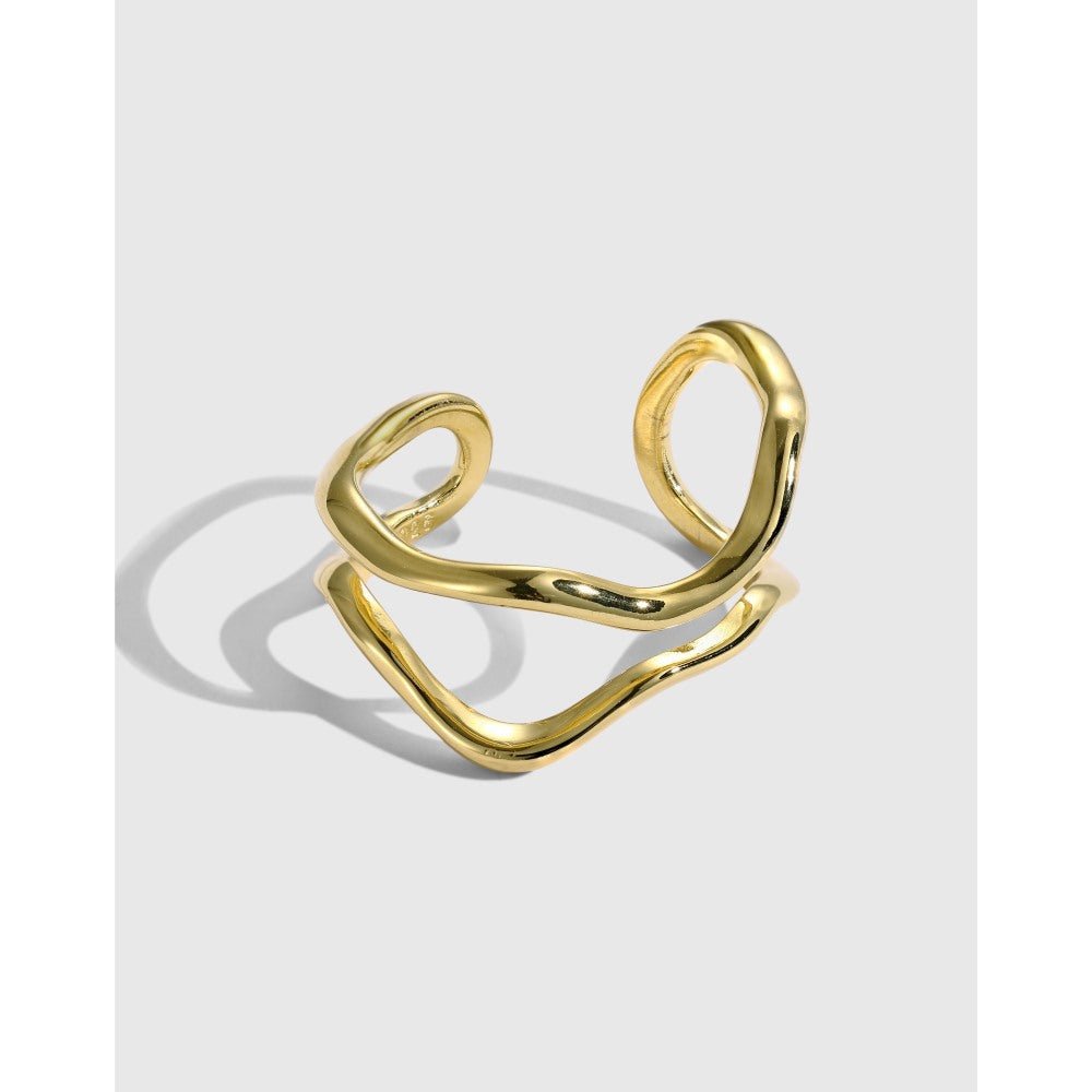 Double layer wave niche design ring - Hastella.J