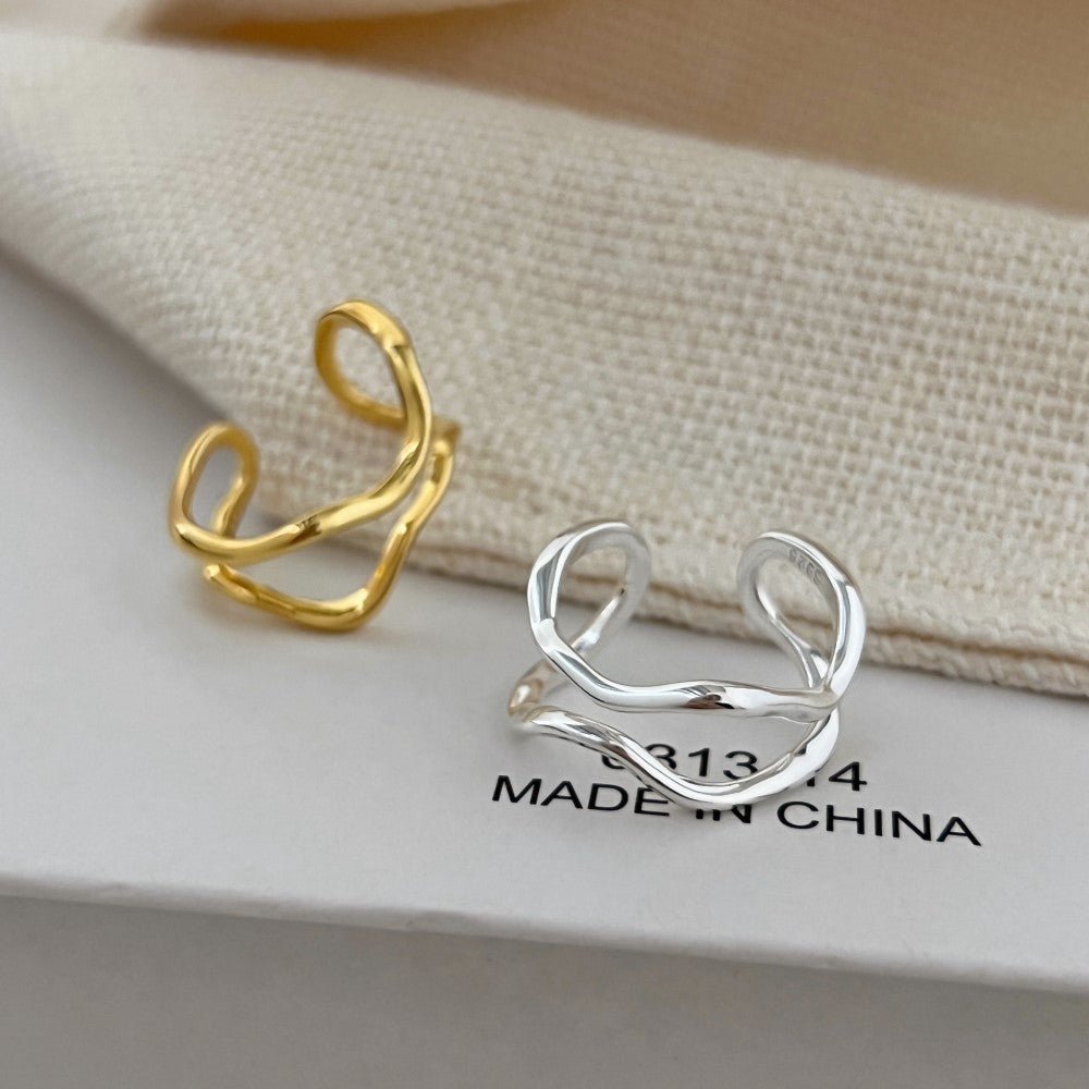 Double layer wave niche design ring - Hastella.J