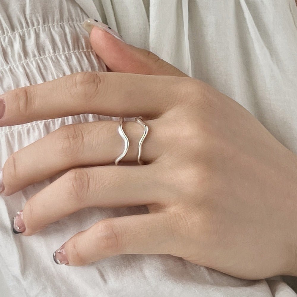 Double layer wave niche design ring - Hastella.J