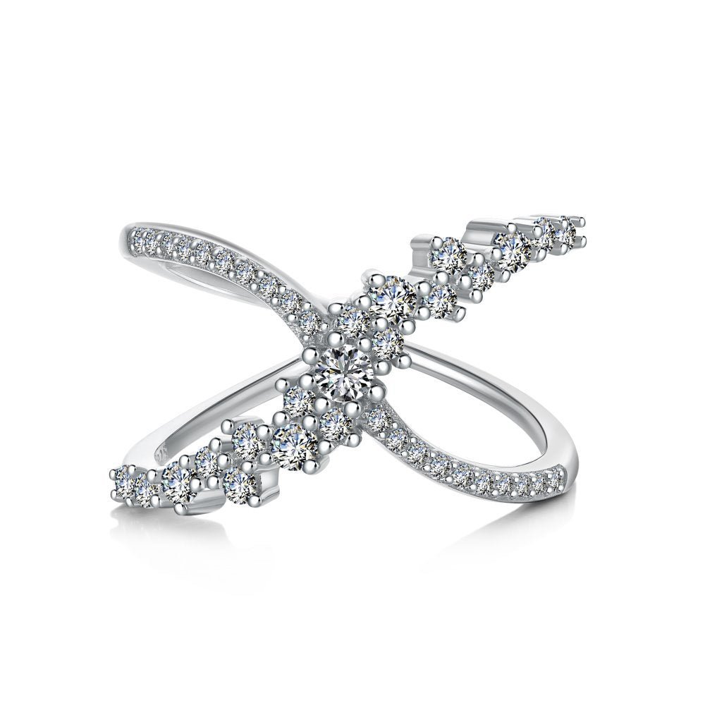 Double-layer X-line cross shape ring - Hastella.J