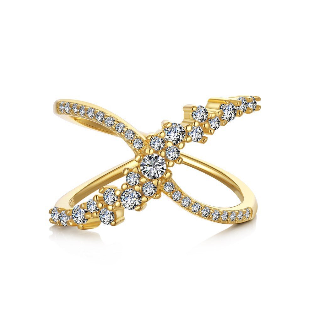 Double-layer X-line cross shape ring - Hastella.J