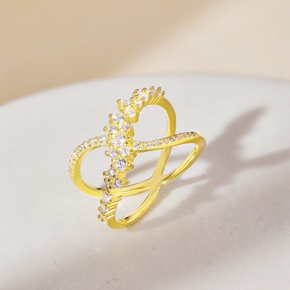 Double-layer X-line cross shape ring - Hastella.J