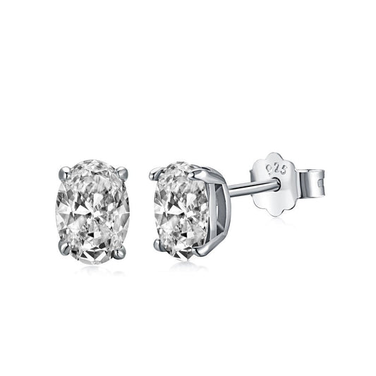 Egg-shaped zircon classic earrings - Hastella.J