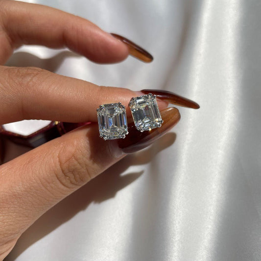 Emerald cut high carbon diamond earrings - Hastella.J
