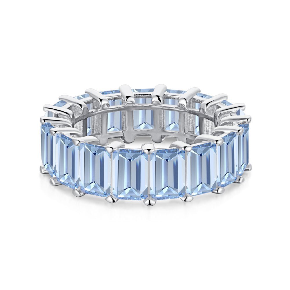 Emerald cut silver zircon ring - Hastella.J