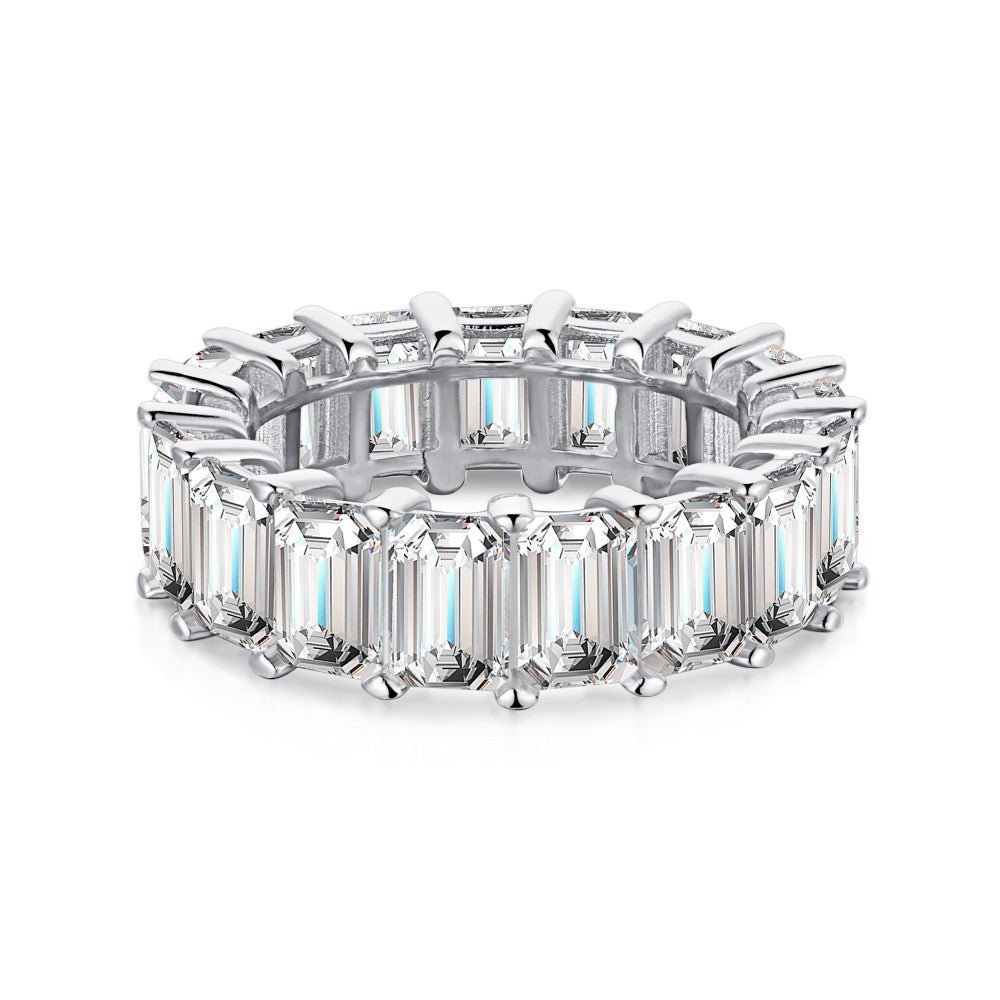 Emerald cut silver zircon ring - Hastella.J