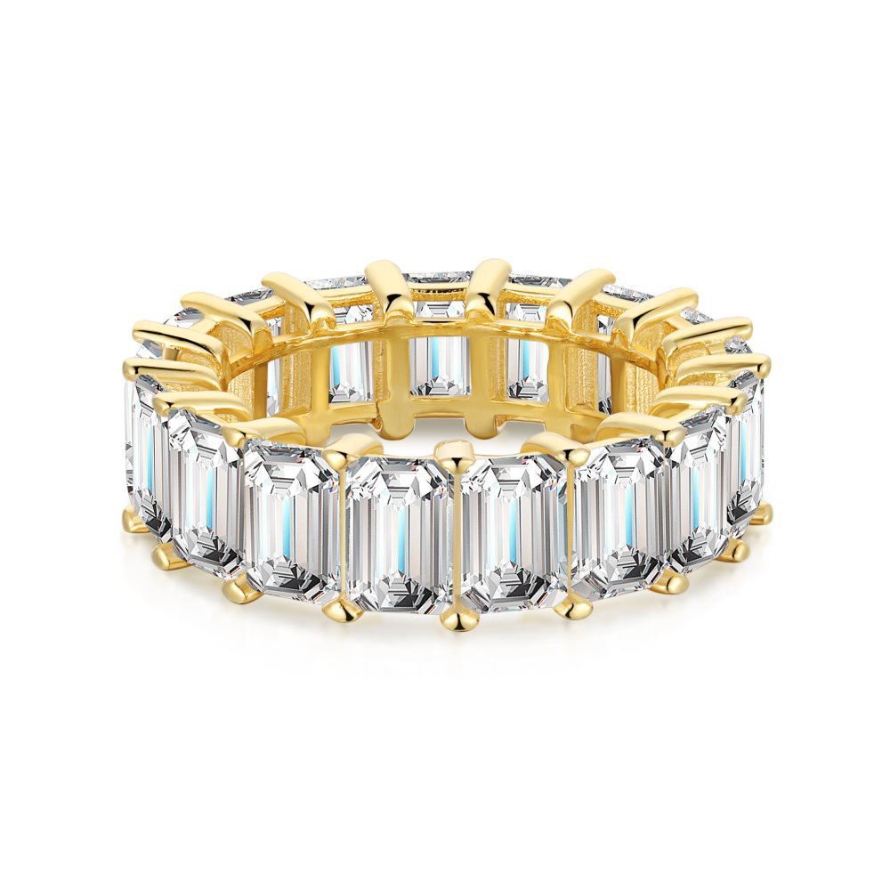 Emerald cut silver zircon ring - Hastella.J