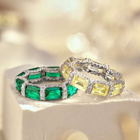 Emerald Row Ring High Carbon Diamond Ring - Hastella.J