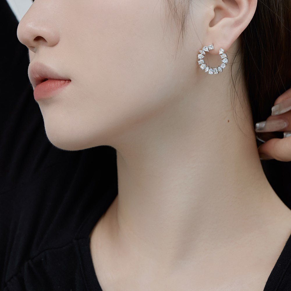 Geometric irregular zircon fashion earrings - Hastella.J