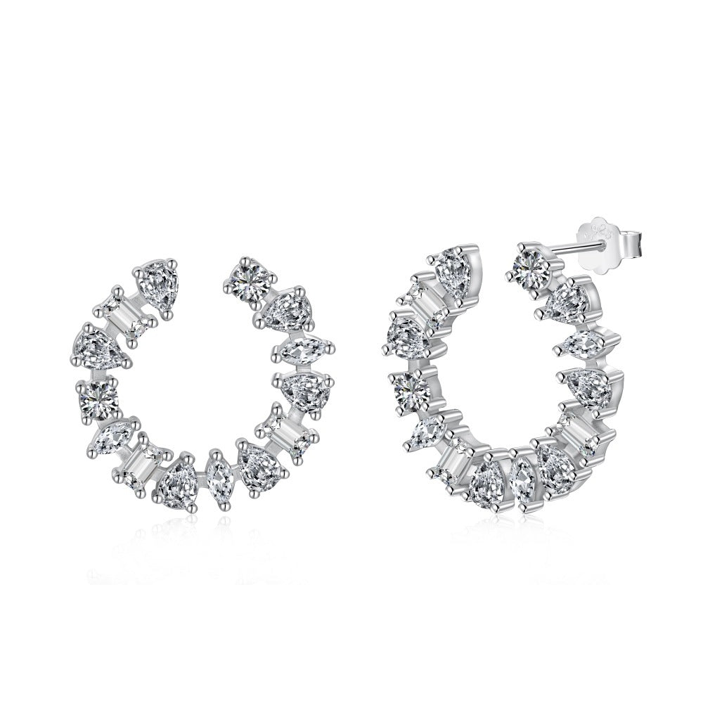 Geometric irregular zircon fashion earrings - Hastella.J