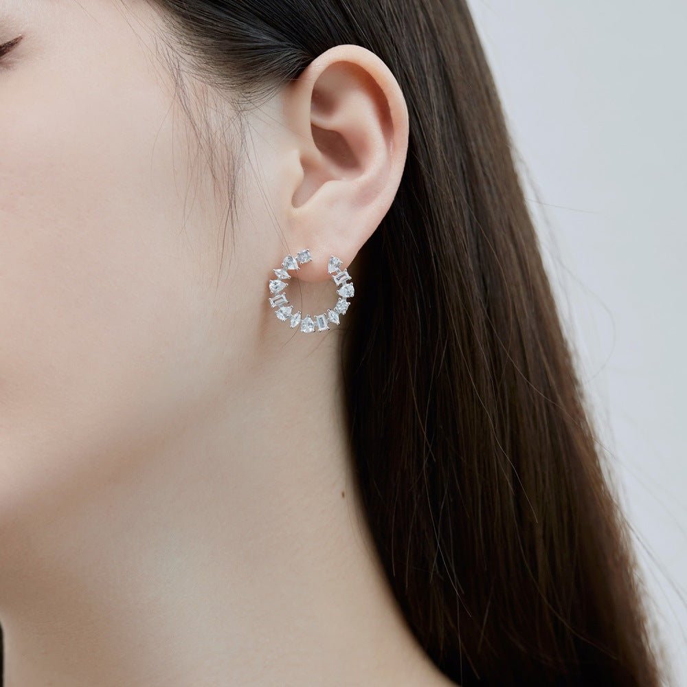 Geometric irregular zircon fashion earrings - Hastella.J