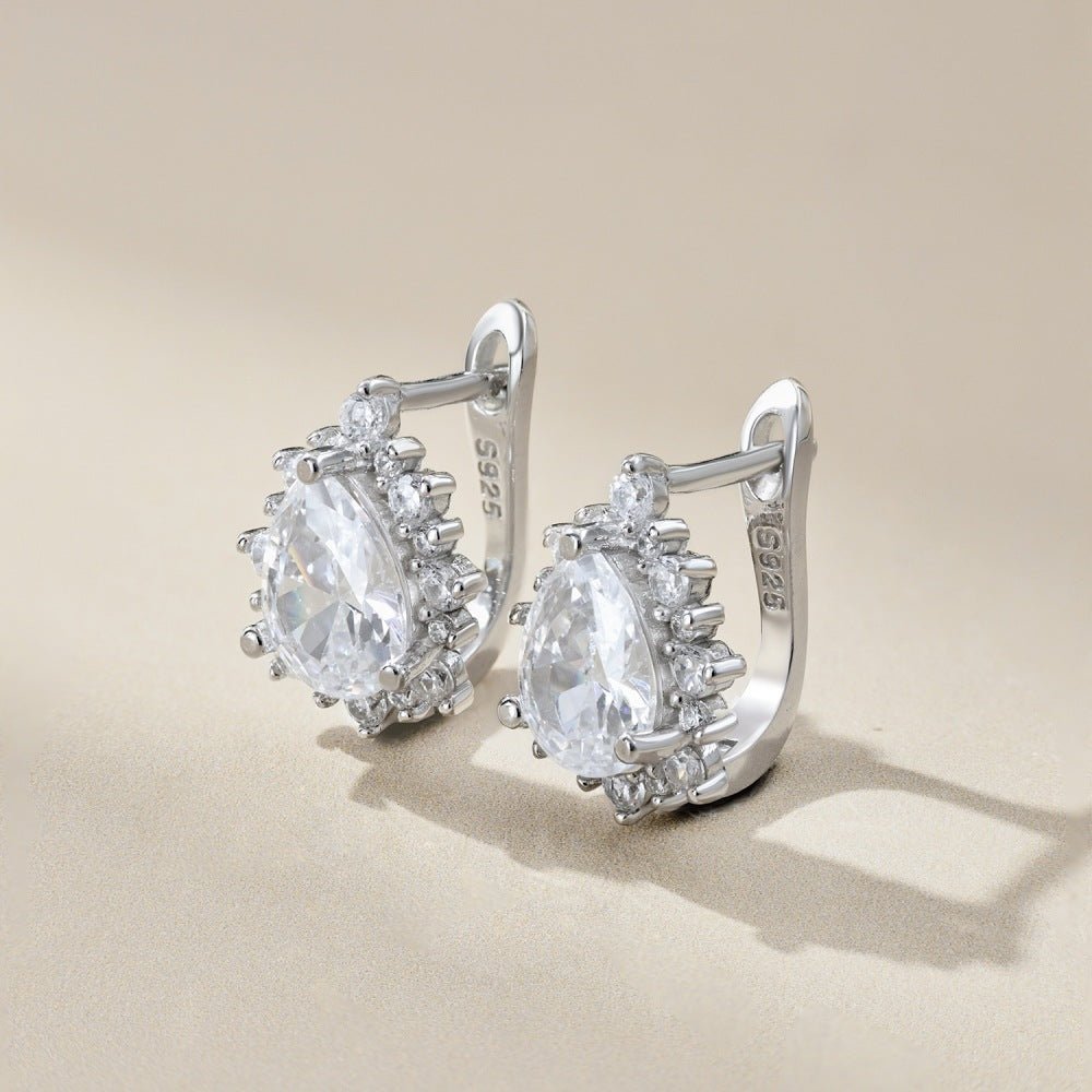 High-end inlaid pear-shaped zircon earring - Hastella.J