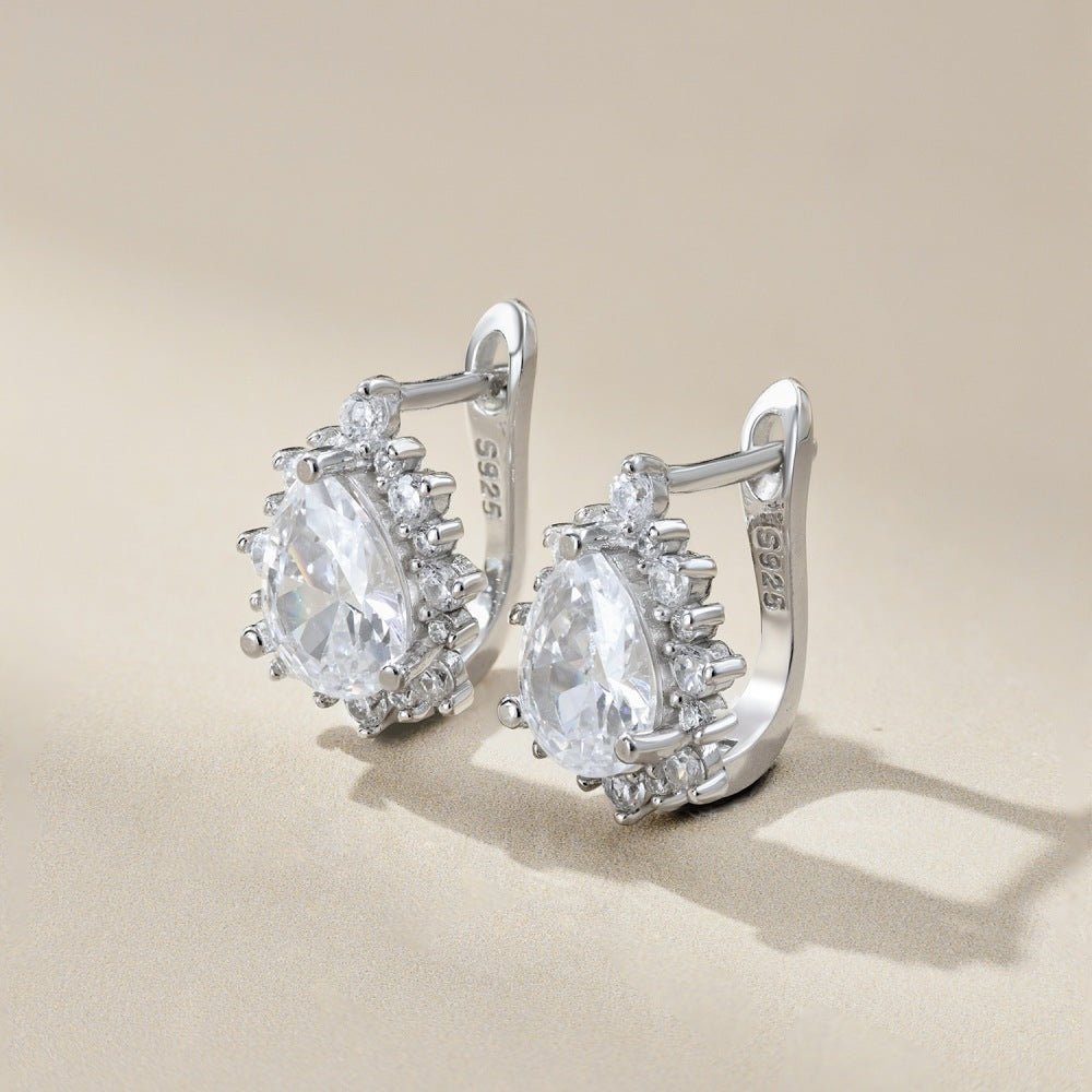 High-end inlaid pear-shaped zircon earring - Hastella.J