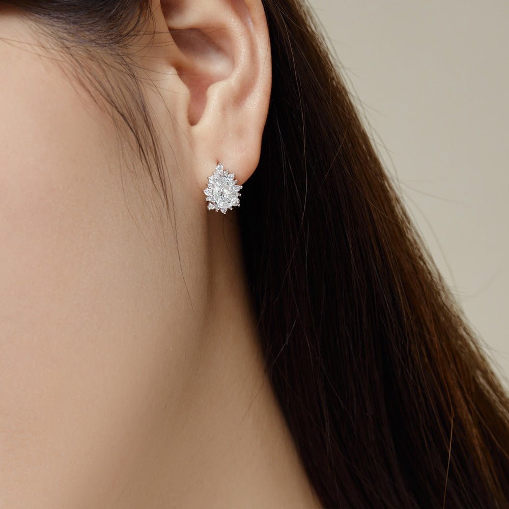 High-end inlaid pear-shaped zircon earring - Hastella.J