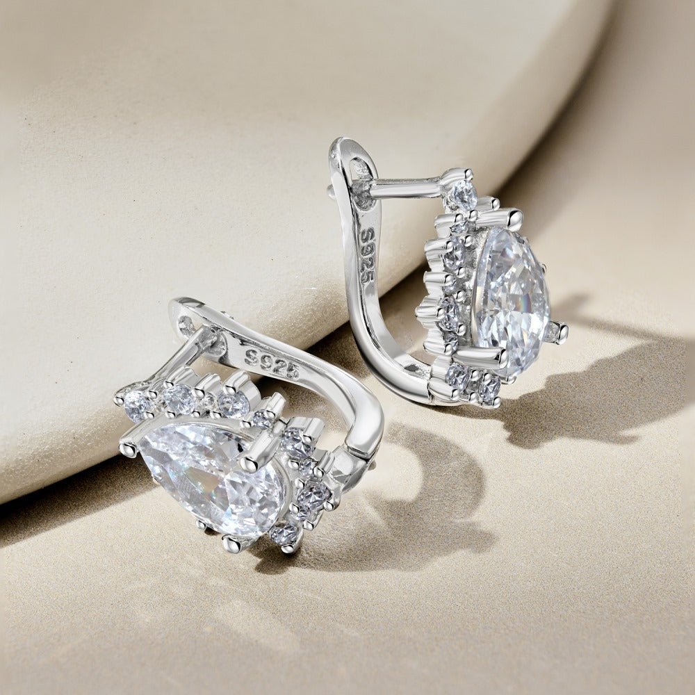 High-end inlaid pear-shaped zircon earring - Hastella.J