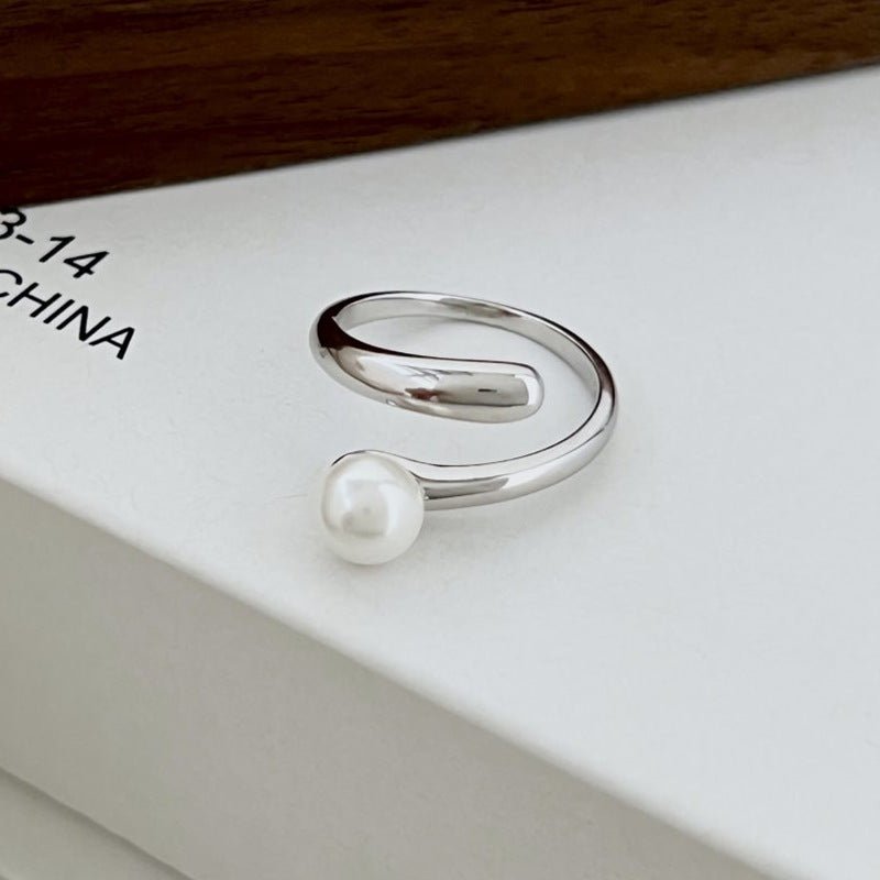 Korean version S925 sterling silver pearl ring - Hastella.J