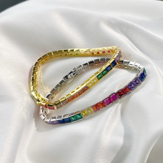 Light luxury color full zircon tennis bracelet - Hastella.J