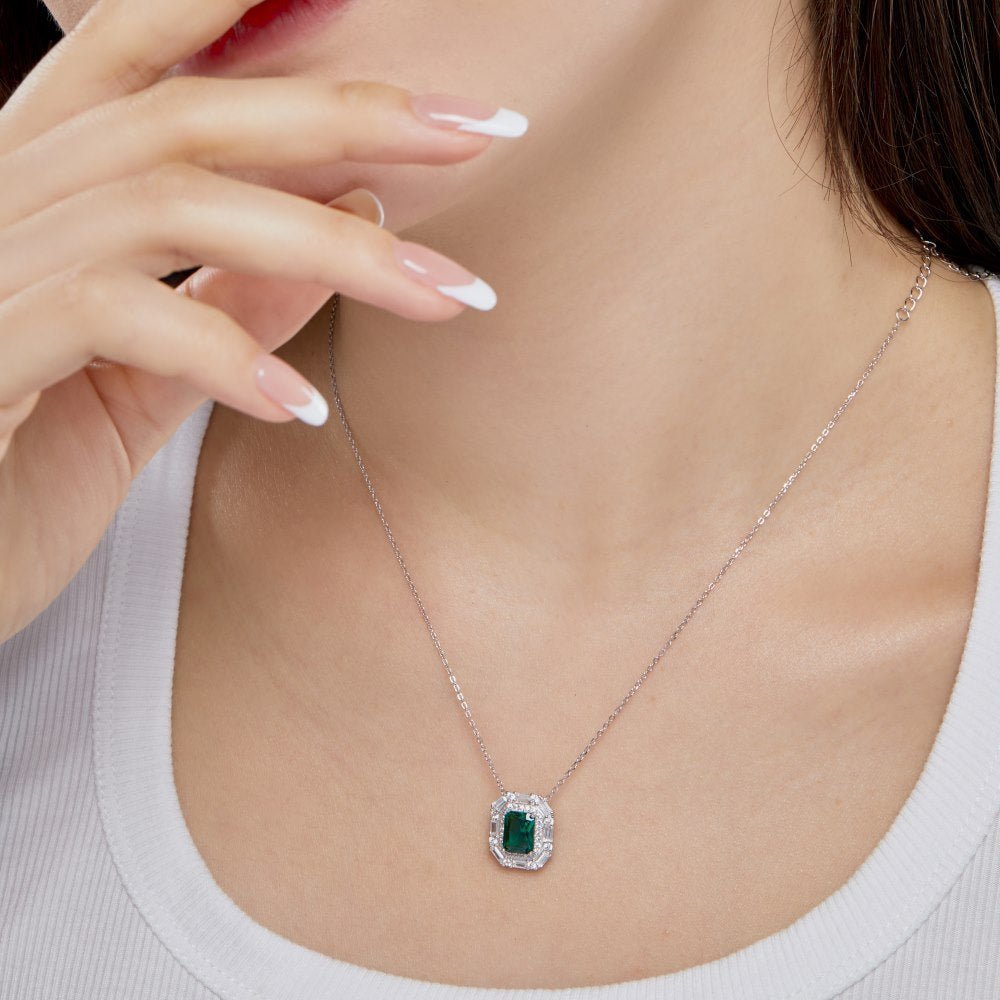 Light luxury square zircon pendant clavicle necklace - Hastella.J