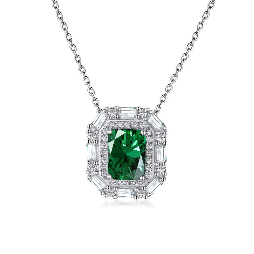 Light luxury square zircon pendant clavicle necklace - Hastella.J