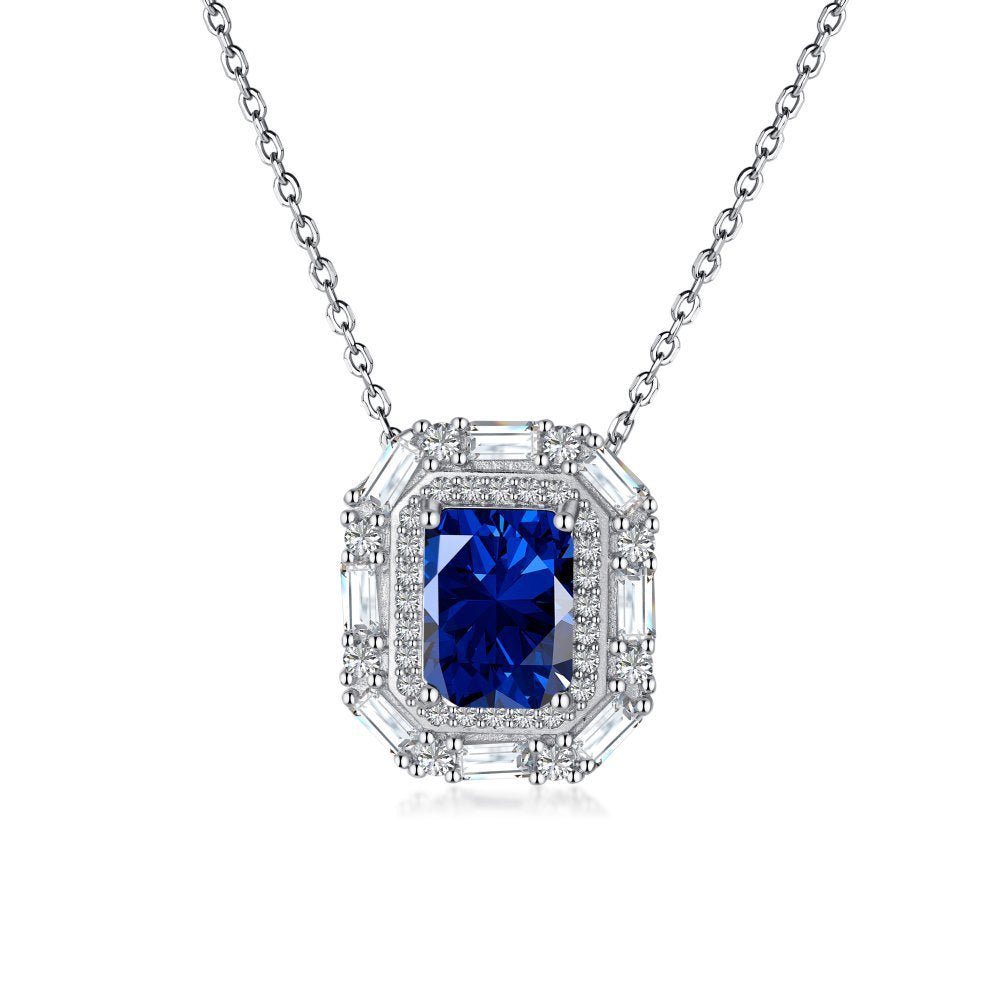 Light luxury square zircon pendant clavicle necklace - Hastella.J