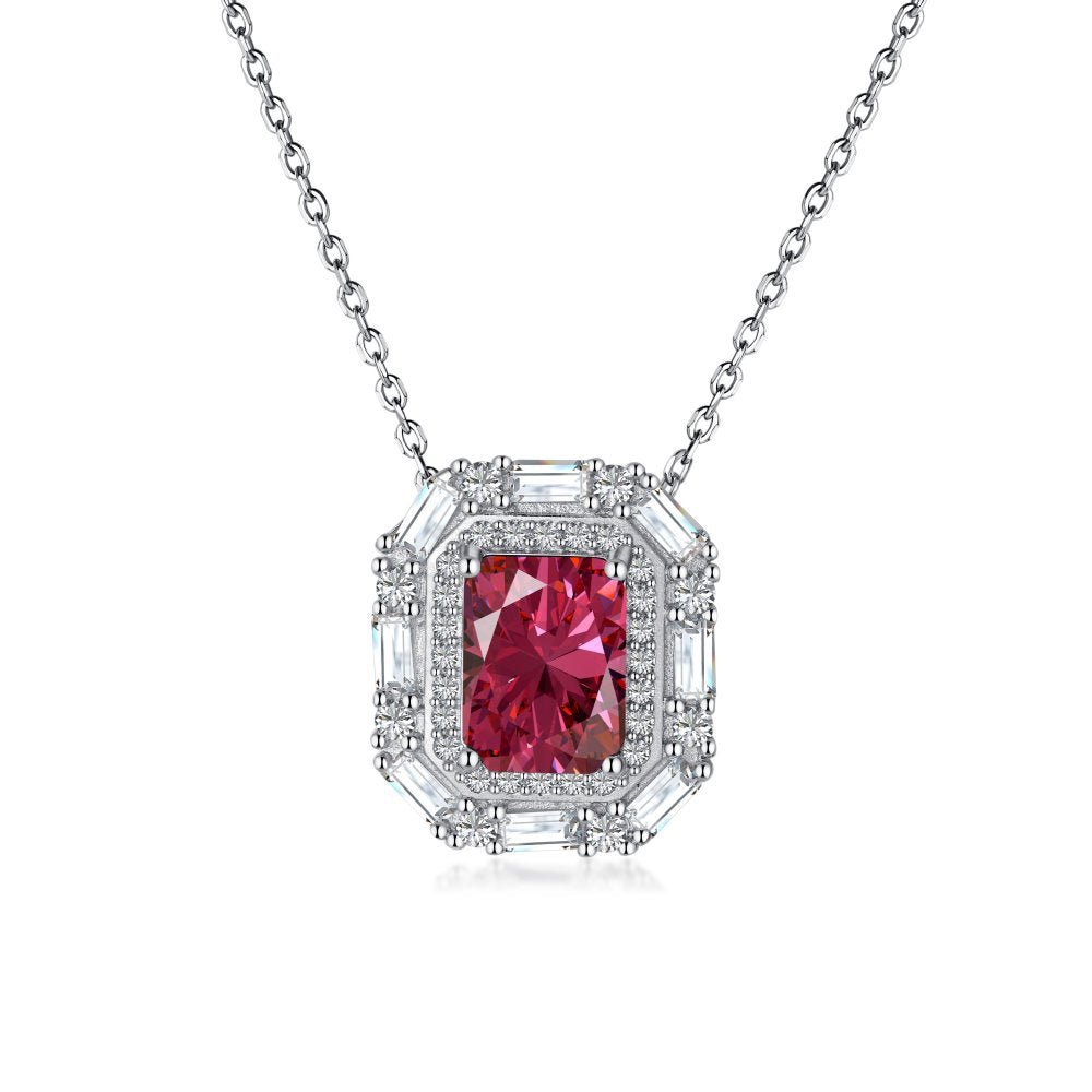 Light luxury square zircon pendant clavicle necklace - Hastella.J