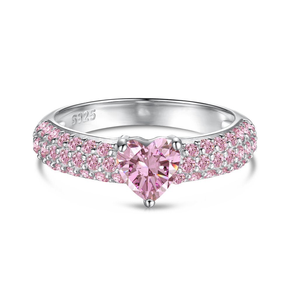 sweet heart ring - Love sweet heart pink zircon ring - Hastella.J