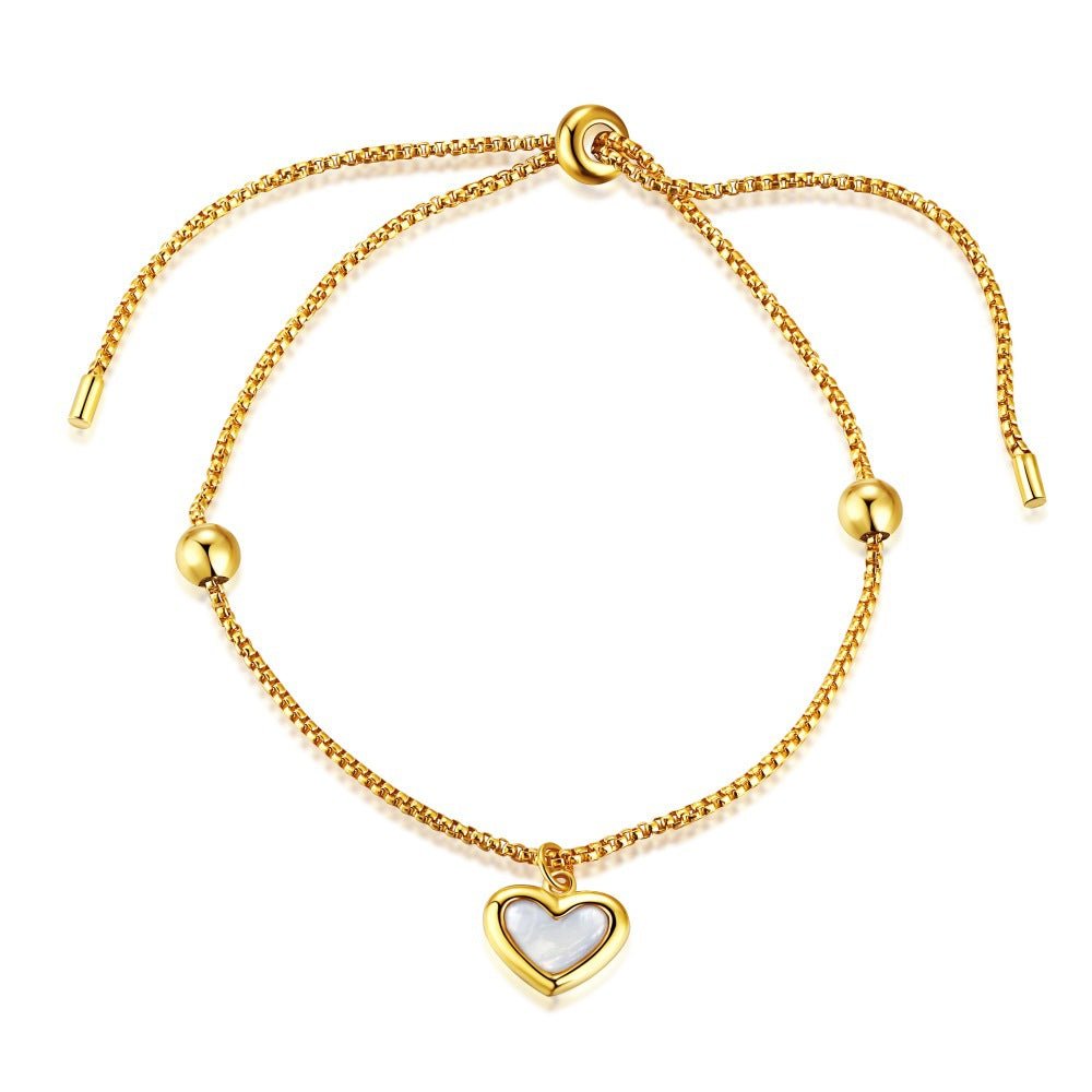 Mother-of-pearl heart-shaped adjustable bracelet - Hastella.J