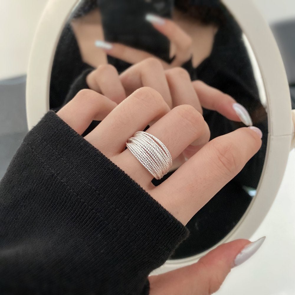 Multi-layer silver rope ring - Hastella.J