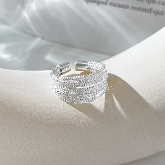 Multi-layer silver rope ring - Hastella.J