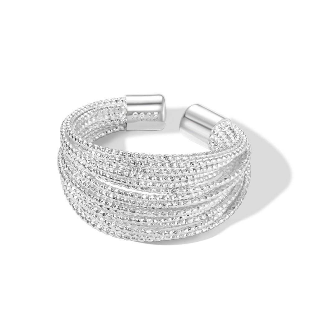 Multi-layer silver rope ring - Hastella.J