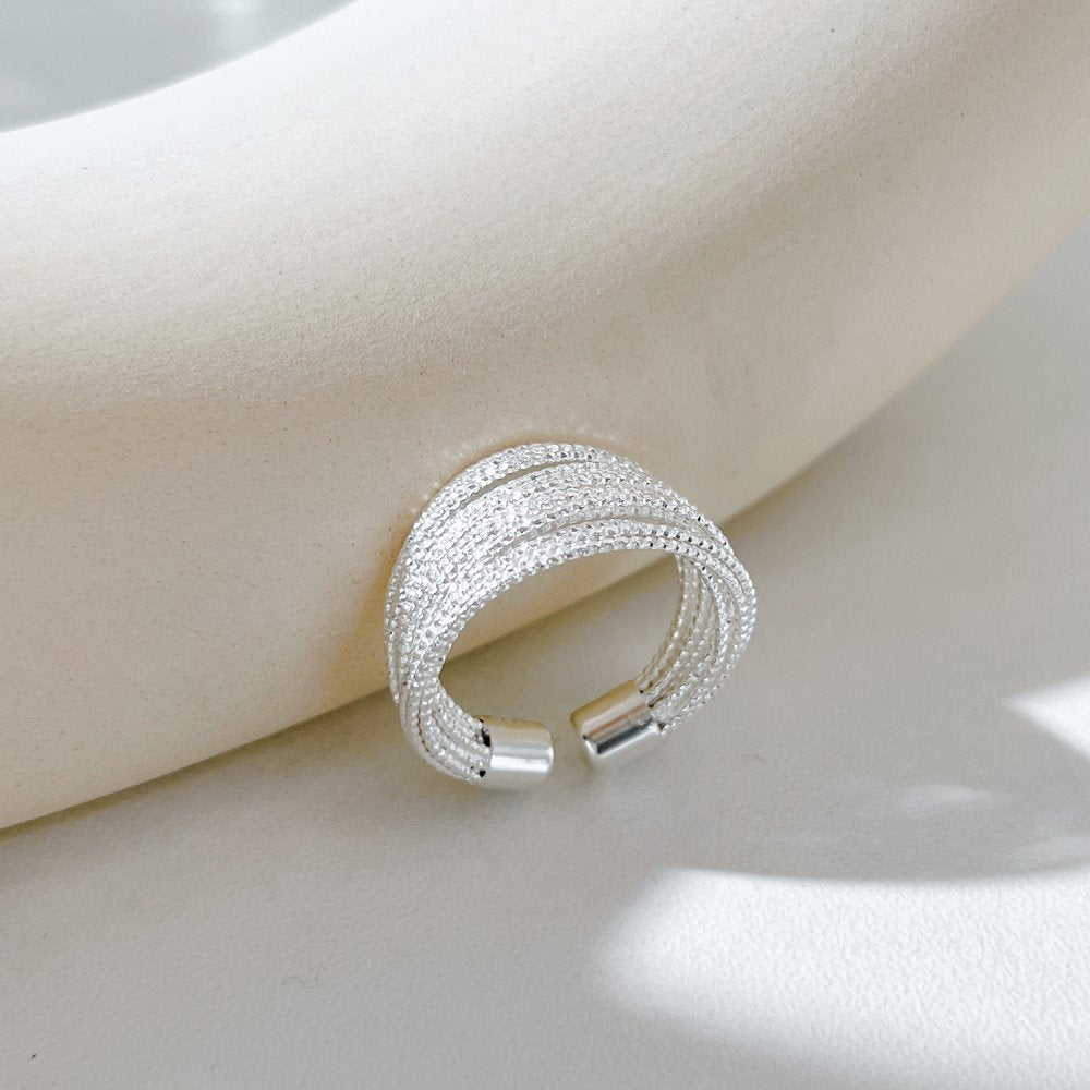 Multi-layer silver rope ring - Hastella.J