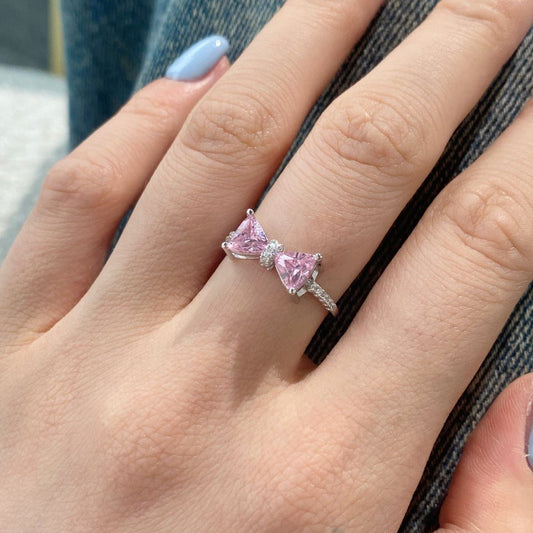 Pink Simple Love Diamond Ring - Hastella.J