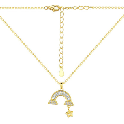 Rainbow shape pendant smiley star necklace - Hastella.J