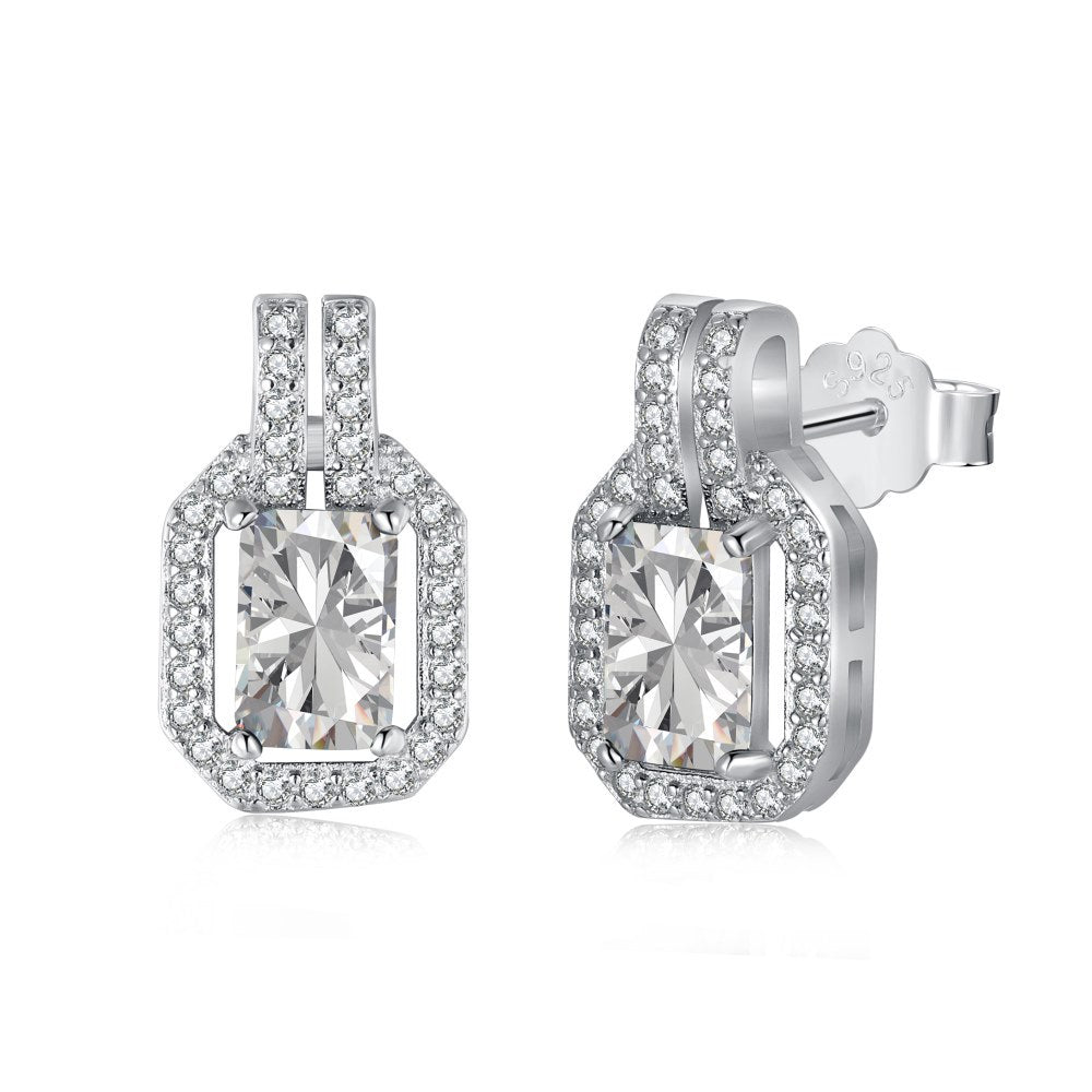 Rectangular zirconia stud earrings - Hastella.J