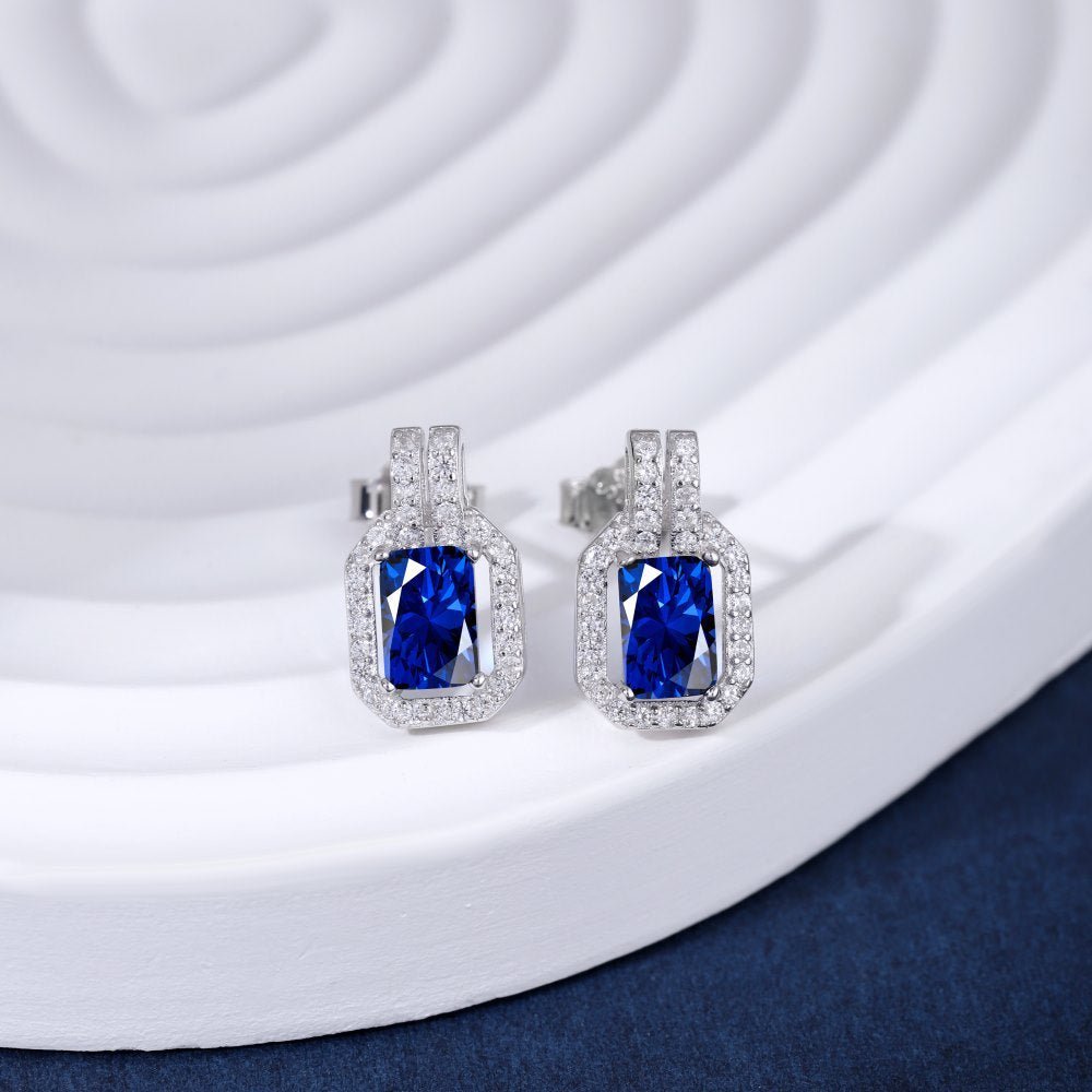 Rectangular zirconia stud earrings - Hastella.J