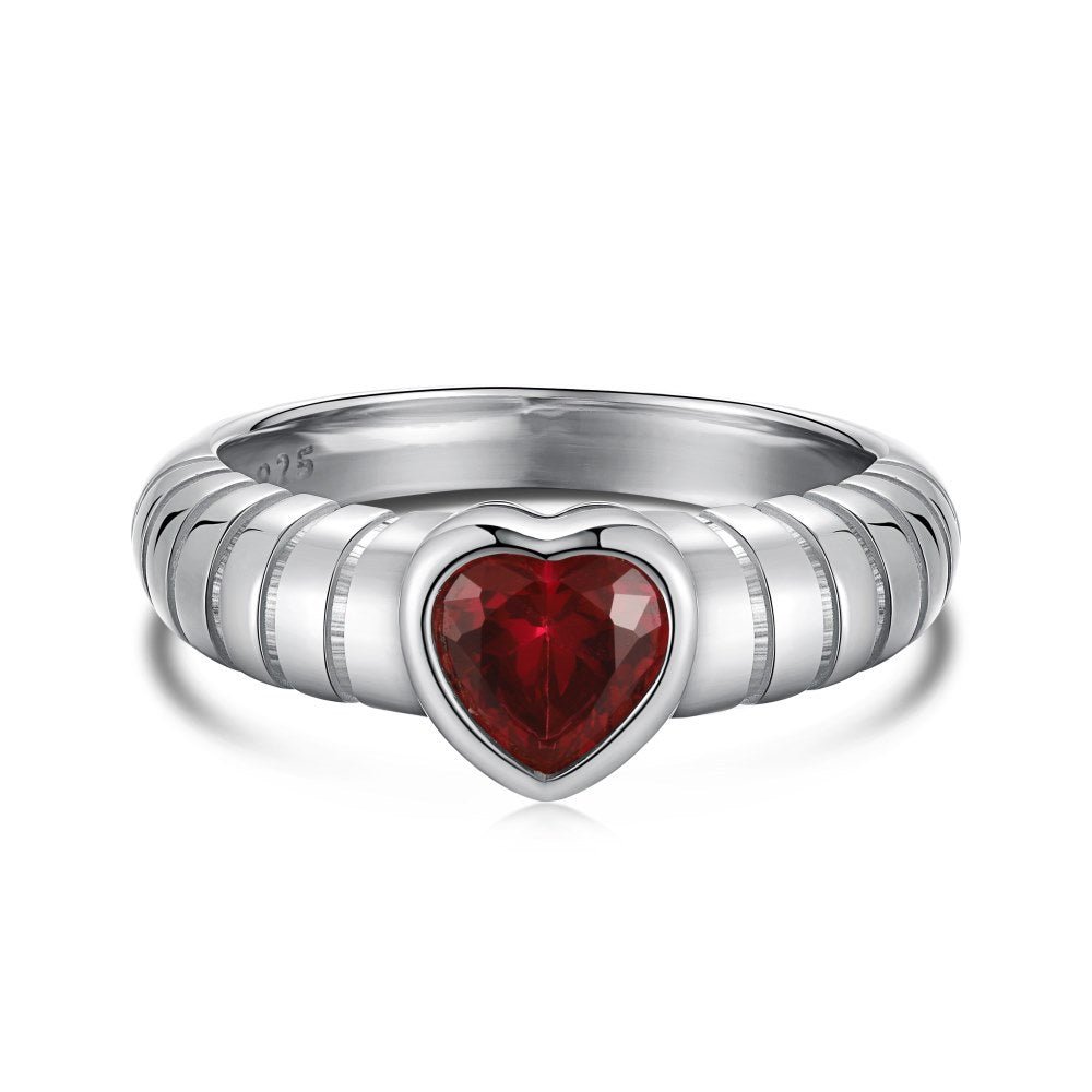 Red heart heart love zircon ring - Hastella.J