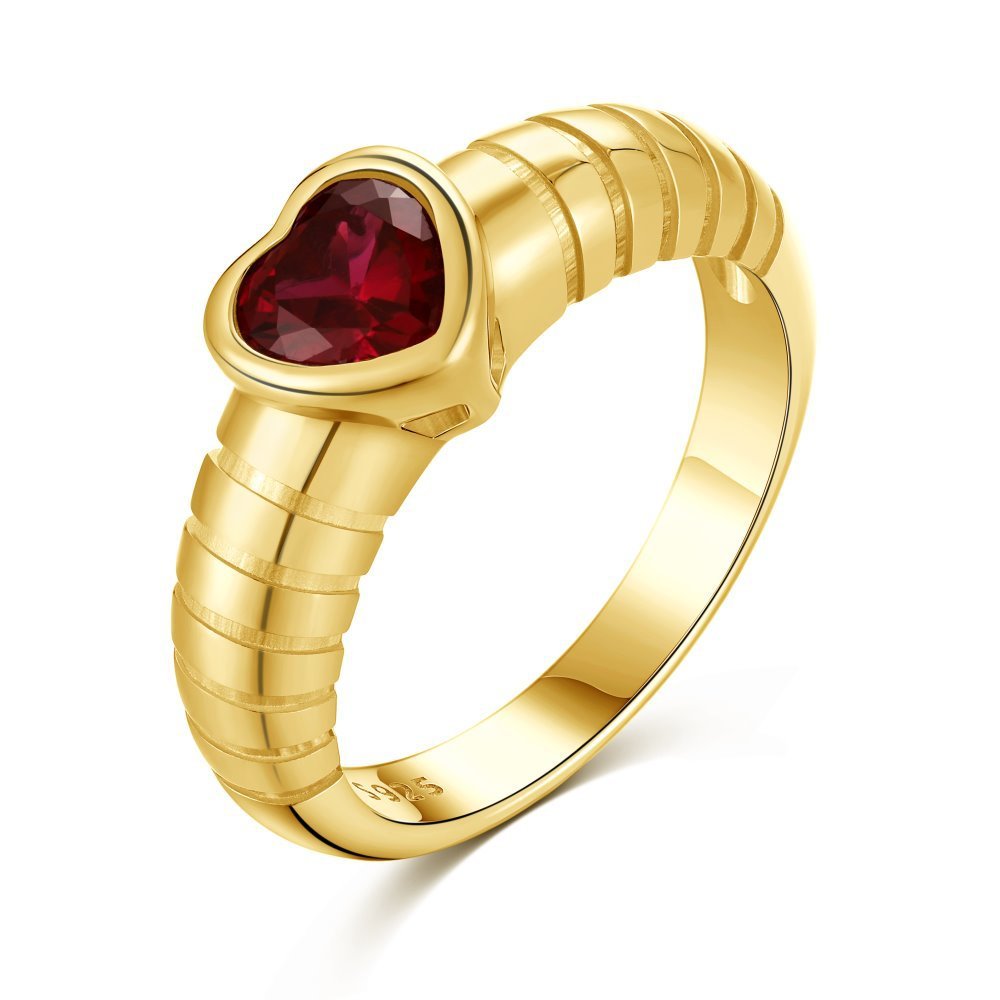 Red heart heart love zircon ring - Hastella.J