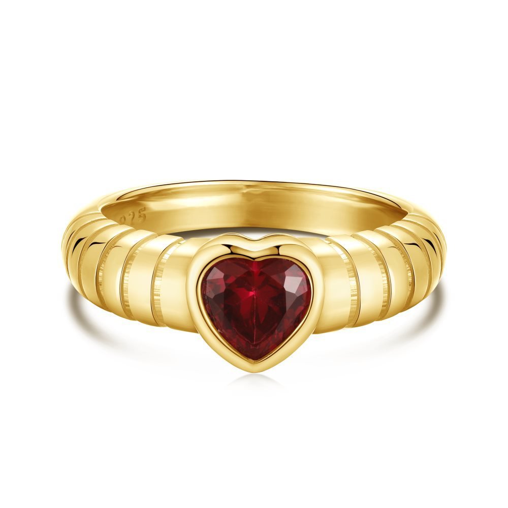 Red heart heart love zircon ring - Hastella.J