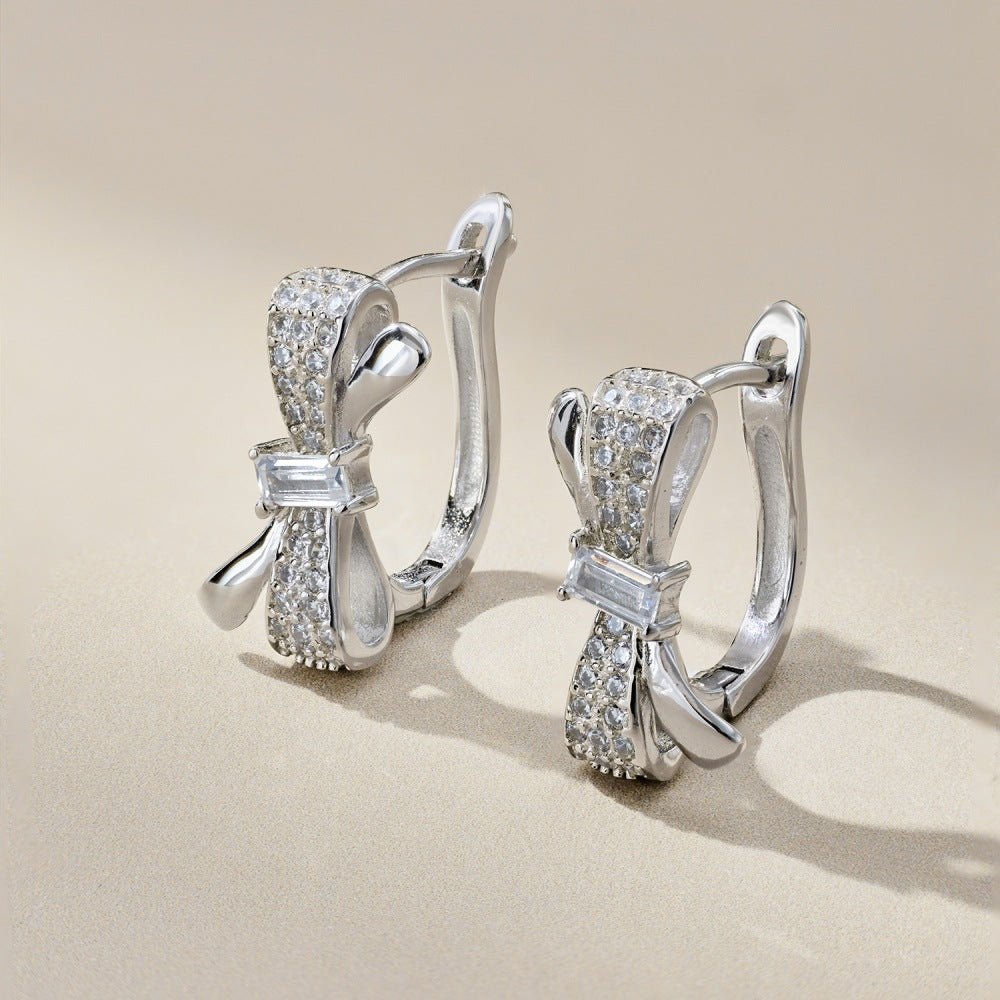 Ribbon U-shaped zircon earrings - Hastella.J