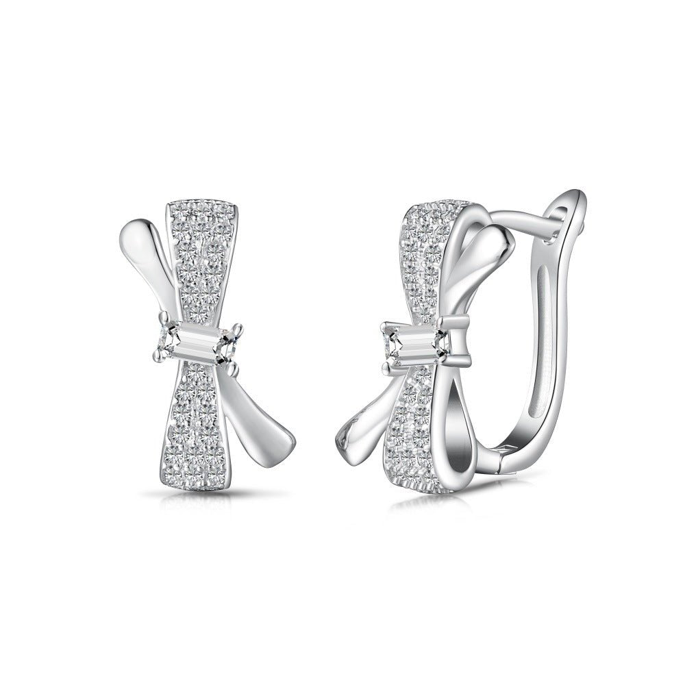 Ribbon U-shaped zircon earrings - Hastella.J