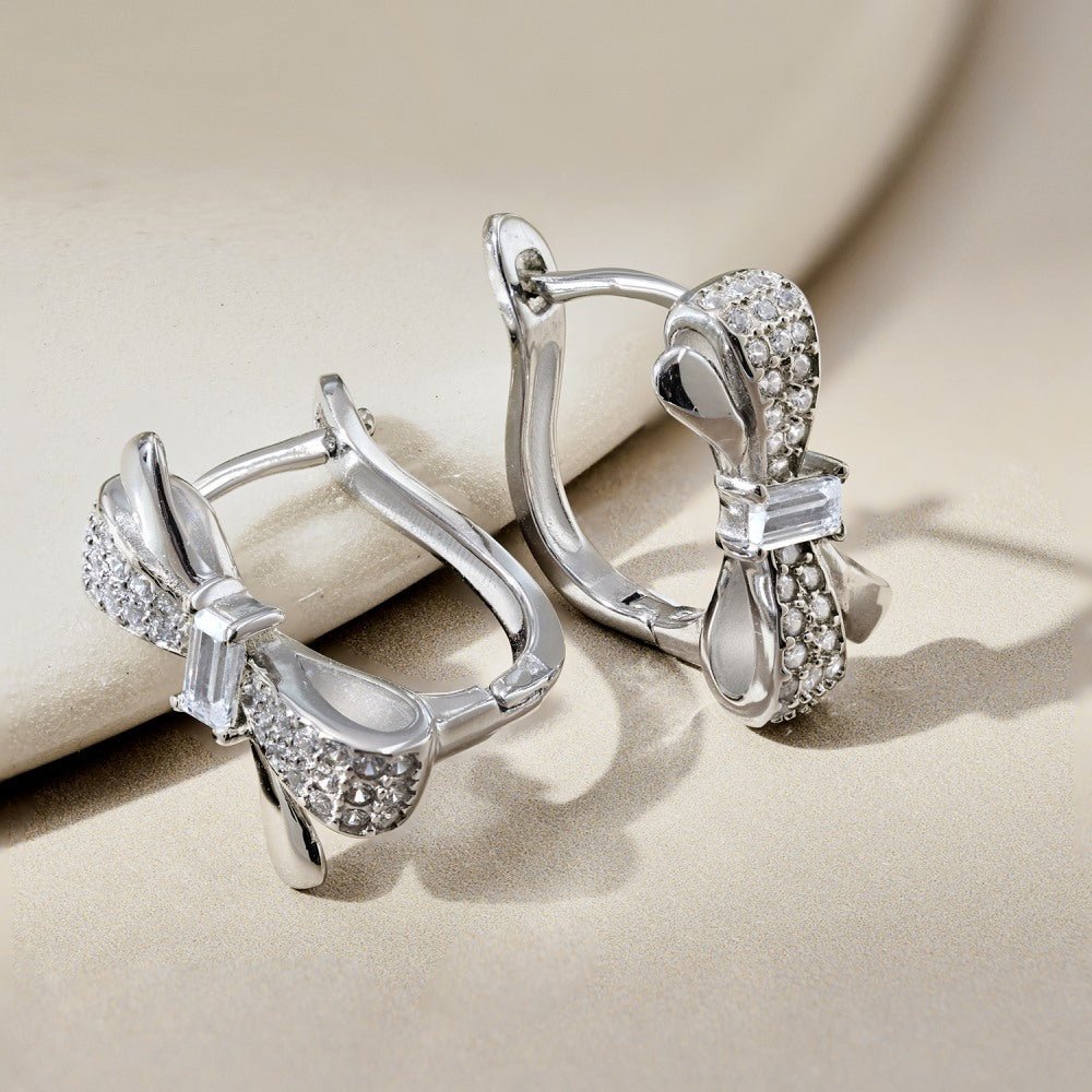 Ribbon U-shaped zircon earrings - Hastella.J