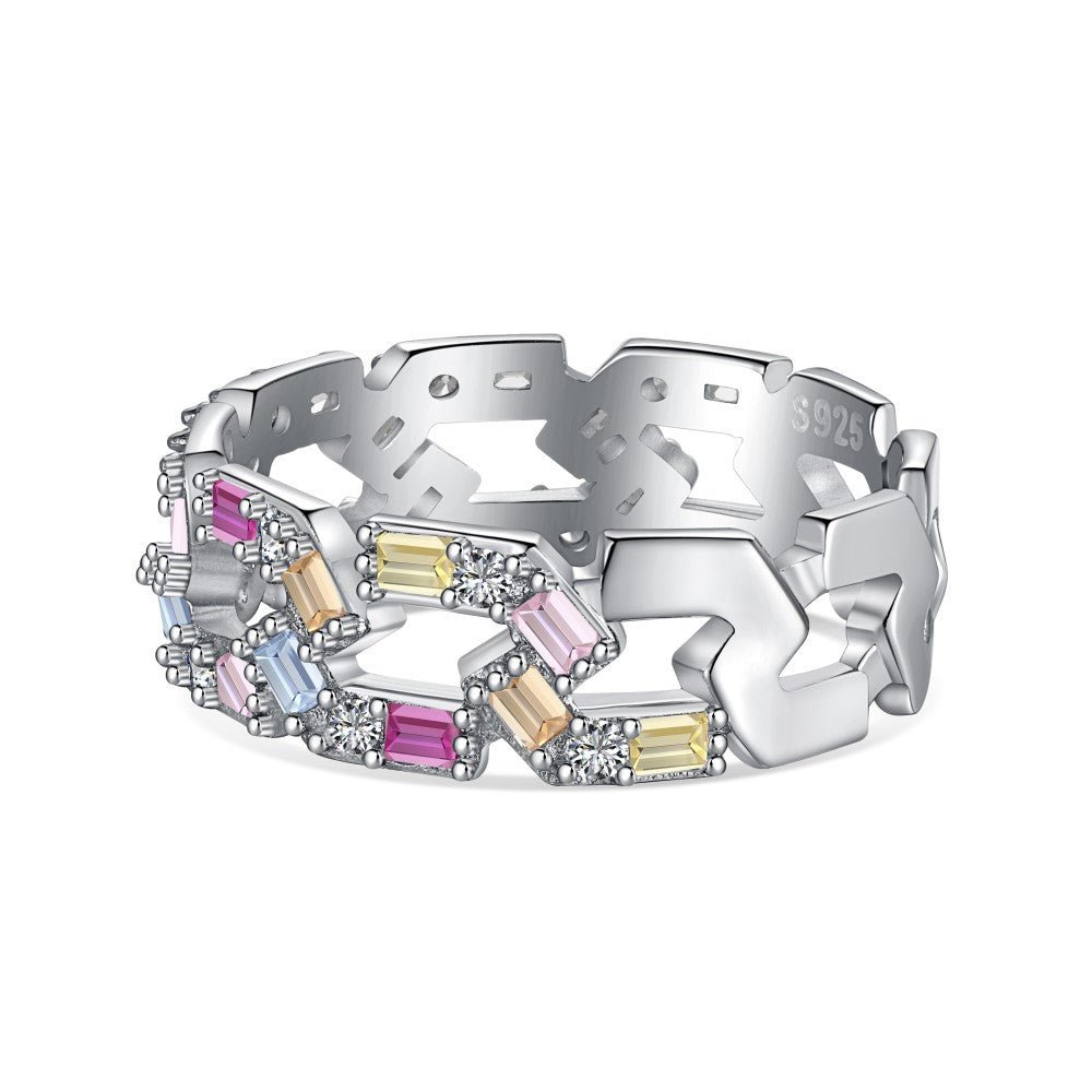 Silver full diamond dopamine ring - Hastella.J