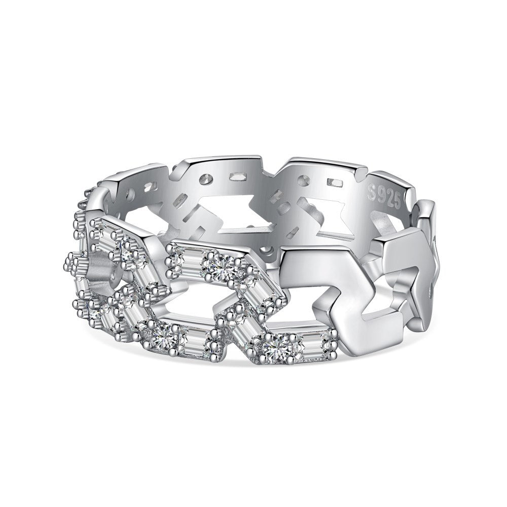 Silver full diamond dopamine ring - Hastella.J