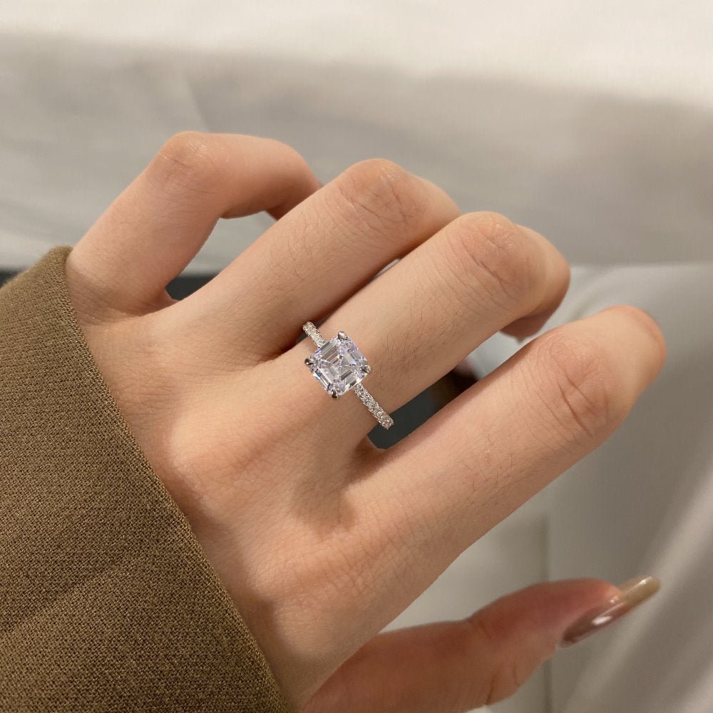 Simple Square 2 Carat Pagoda Cut Zircon Ring - Hastella.J